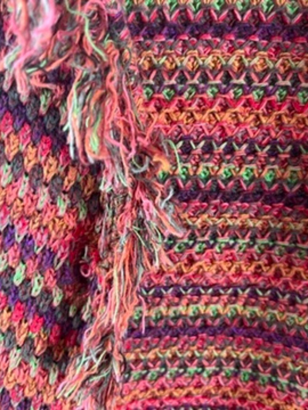 Vintage Multicolored Striped With Fringed Relis Knitwear Cardigan medium - Picture 4 of 7